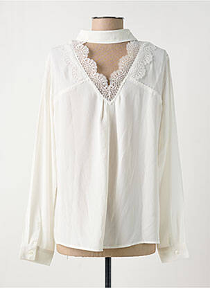 Chemisier tissage crêpe manches longues blanc GRACE & MILA femme