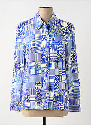 Chemisier imprimé fantaisie manches longues bleu BLEU TANGO femme