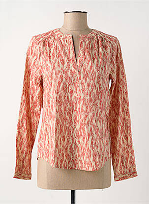 Blouse tissage popeline manches longues rouge ICHI femme