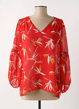 Blouse légère et transparente manches longues rouge GRACE & MILA femme