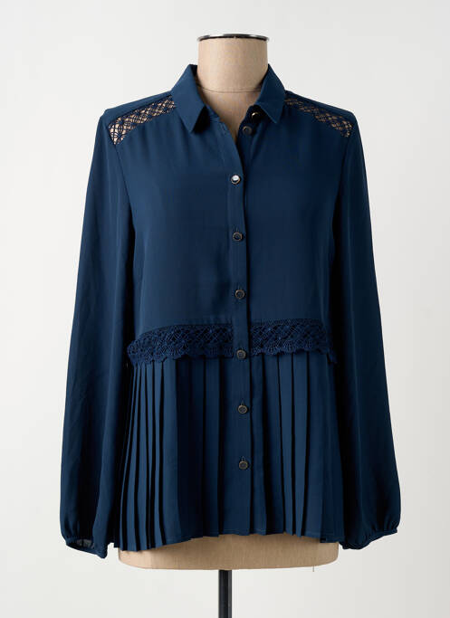 Chemisier tissage crêpe manches longues bleu I.CODE (By IKKS) femme