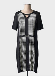 Robe mi-longue manches courtes manches courtes noir ATLANTA femme