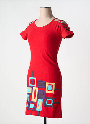 Robe courte manches courtes manches courtes rouge PYGMEES femme