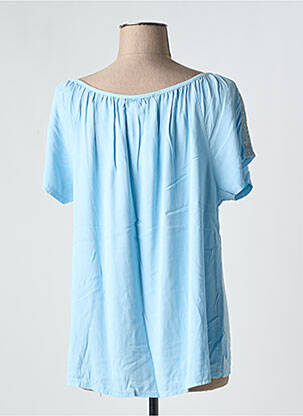 Blouse tissage popeline manches courtes bleu DREAM VALLEY femme