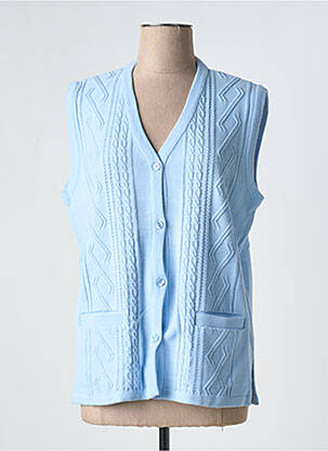 Gilet sans manche coupe cintrée bleu MAILLE INDIGO femme