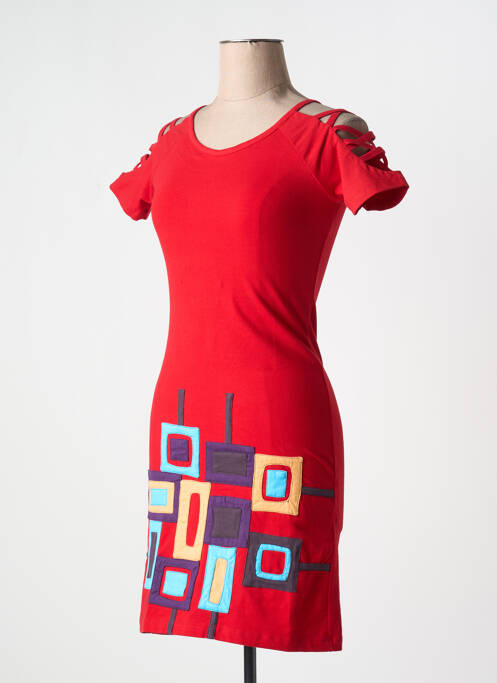 Robe courte manches courtes manches courtes rouge PYGMEES femme