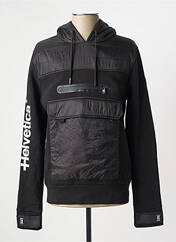 Sweat-shirt à capuche noir HELVETICA pour homme seconde vue