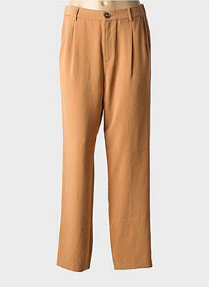 Pantalon chino fermeture zippée sous rabat boutonné taille normale marron GRACE & MILA femme