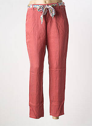 Pantalon chino fermeture zippée sous rabat avec crochet taille normale rose LABDIP femme