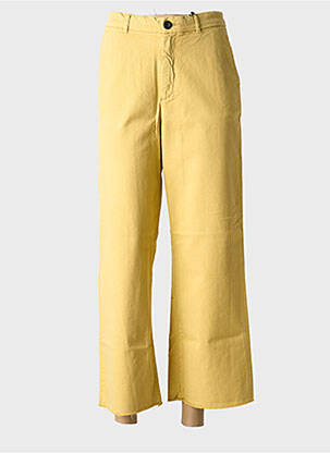 Jeans coupe large finition bord franc taille haute jaune LEON & HARPER femme