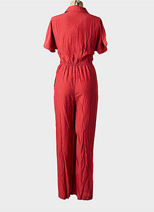 Combi-pantalon fermeture boutonnée sur le devant manches courtes orange YUKA femme