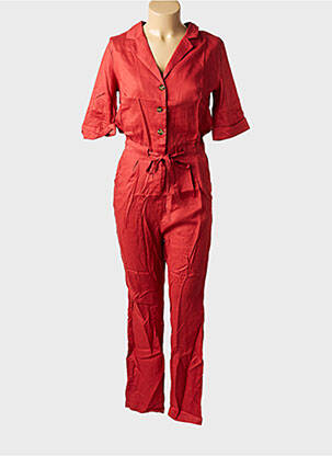 Combi-pantalon fermeture boutonnée sur le devant manches 3/4 orange GRACE & MILA femme