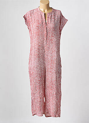 Combi-pantalon tissage crêpe manches courtes rouge MINIMUM femme