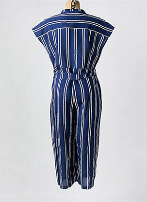 Combi-pantalon tissage crêpe manches courtes bleu MINIMUM femme
