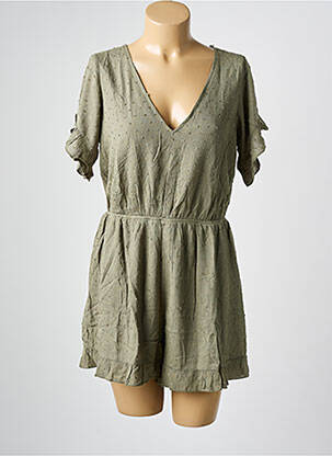 Combishort tissage crêpe manches courtes vert MOLLY BRACKEN femme