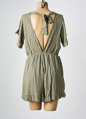 Combishort tissage crêpe manches courtes vert MOLLY BRACKEN femme