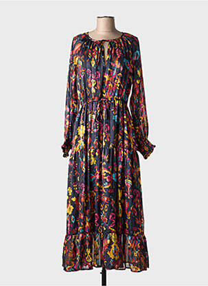 Robe longue manches longues manches longues noir GRACE & MILA femme