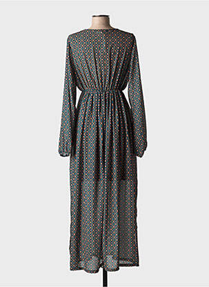 Robe longue tissage popeline manches longues vert STUDIO PARISIEN femme