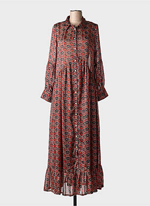 Robe longue manches longues manches longues rouge OPULLENCE femme