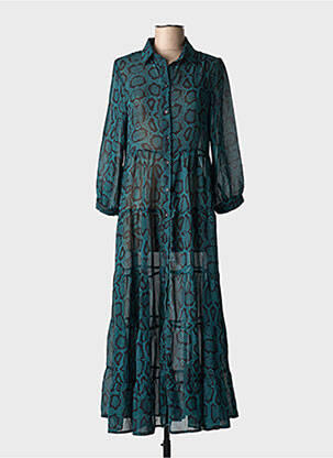 Robe longue manches longues manches longues vert GRACE & MILA femme