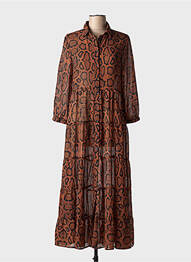 Robe longue manches longues manches longues marron GRACE & MILA femme