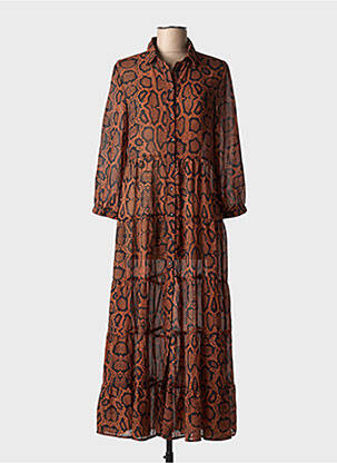 Robe longue manches longues manches longues marron GRACE & MILA femme