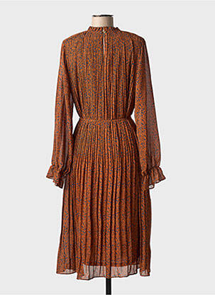Robe mi-longue imprimé fantaisie manches longues marron LOUCHE femme