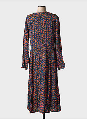 Robe mi-longue imprimé fleurs manches longues bleu MINIMUM femme