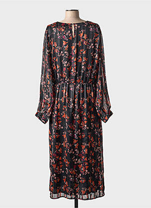 Robe longue imprimé fantaisie manches longues noir LA PETITE ETOILE femme
