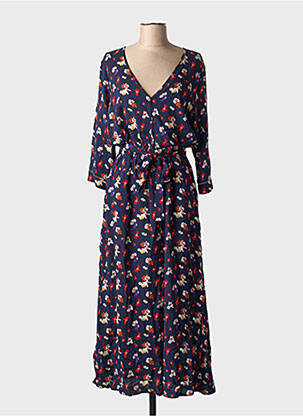 Robe longue manches longues manches longues bleu GRACE & MILA femme