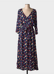 Robe longue manches longues manches longues bleu GRACE & MILA femme