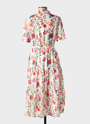 Robe mi-longue imprimé fleurs manches courtes blanc NA-KD femme