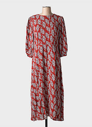 Robe mi-longue manches 3/4 manches 3/4 rouge LOUCHE femme