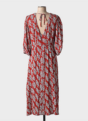 Robe mi-longue manches 3/4 manches 3/4 rouge LOUCHE femme