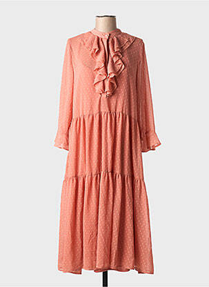Robe mi-longue manches longues manches longues orange VILA femme