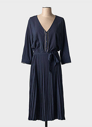 Robe mi-longue manches longues manches longues bleu GRACE & MILA femme