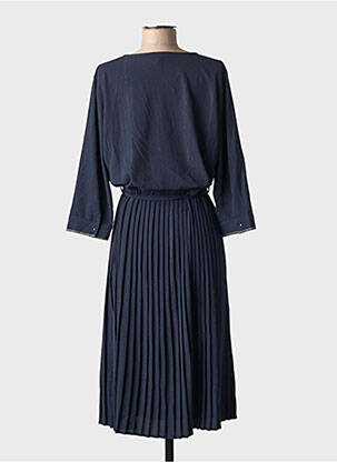 Robe mi-longue manches longues manches longues bleu GRACE & MILA femme