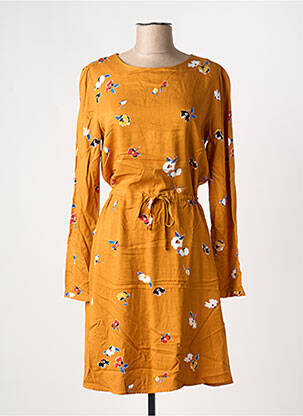 Robe mi-longue imprimé fleurs manches longues orange ARMEDANGELS femme