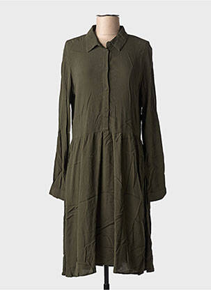 Robe mi-longue manches longues manches longues vert MINIMUM femme