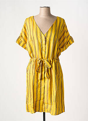 Robe mi-longue manches courtes manches courtes jaune VILA femme