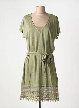 Robe mi-longue manches courtes manches courtes vert ATELIERS DE LA MAILLE femme