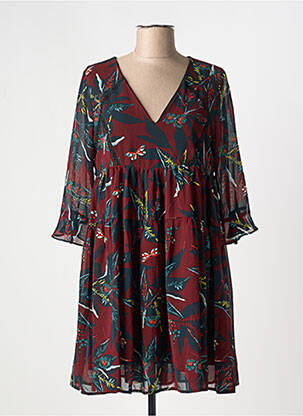 Robe courte coupe fluide manches 3/4 rouge GRACE & MILA femme