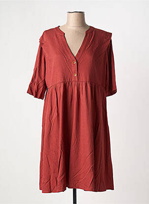Robe mi-longue manches courtes manches courtes orange GRACE & MILA femme