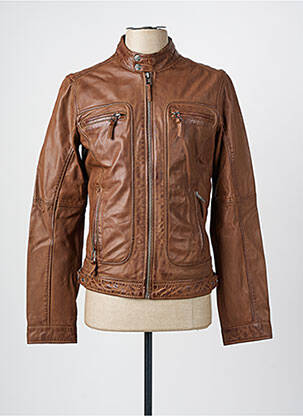 Veste en cuir manches longues marron OAKWOOD homme