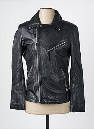Veste en cuir finition intérieure doublure satiné noir LADC homme