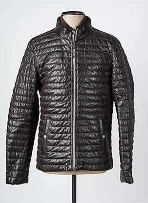 Veste en cuir finition intérieure doublure satiné marron OAKWOOD homme
