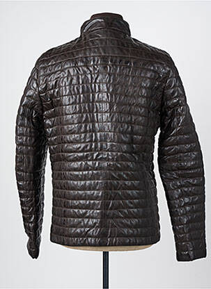 Veste en cuir tissage matelassé marron OAKWOOD homme