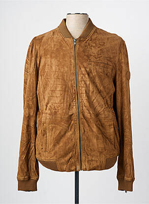 Veste en cuir tissage suedine marron KILIWATCH homme