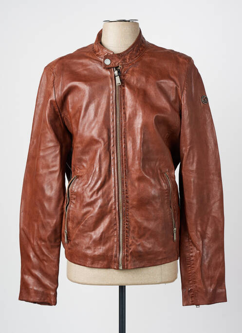 Veste en cuir marron REDSKINS pour homme
