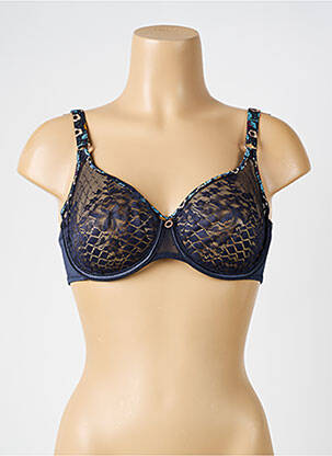 Soutien-gorge effet matière satinée haut soutien-gorge emboitant bleu EMPREINTE femme